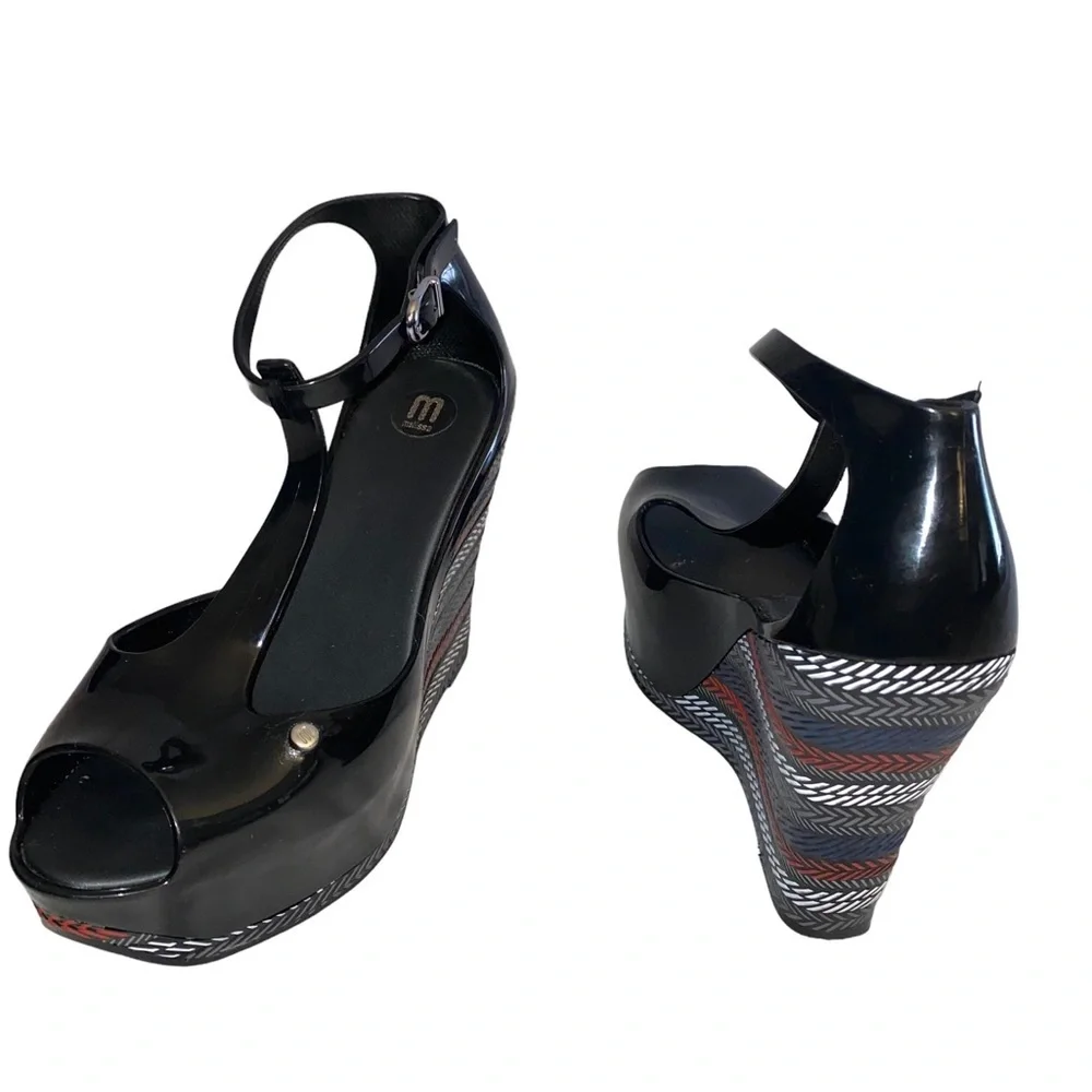 Melissa Peace T-Strap Peep Toe Wedges